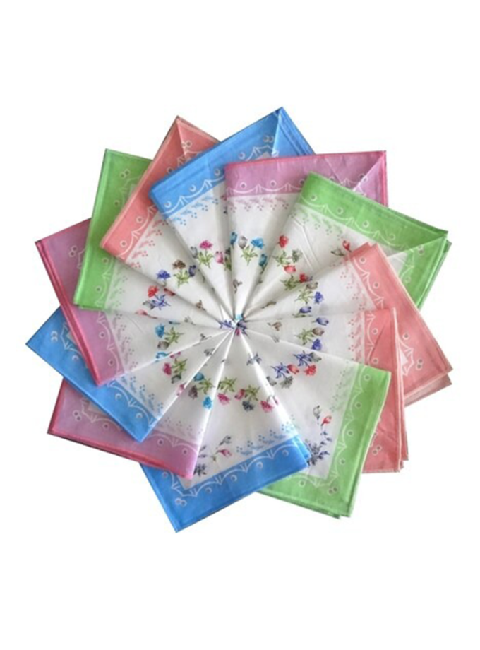 Womy Pure Cotton Queen Ps Handkerchief | Luxurious Gift Set For Women | Flower Printed - Pack Of 24, 36, 48 Pcs