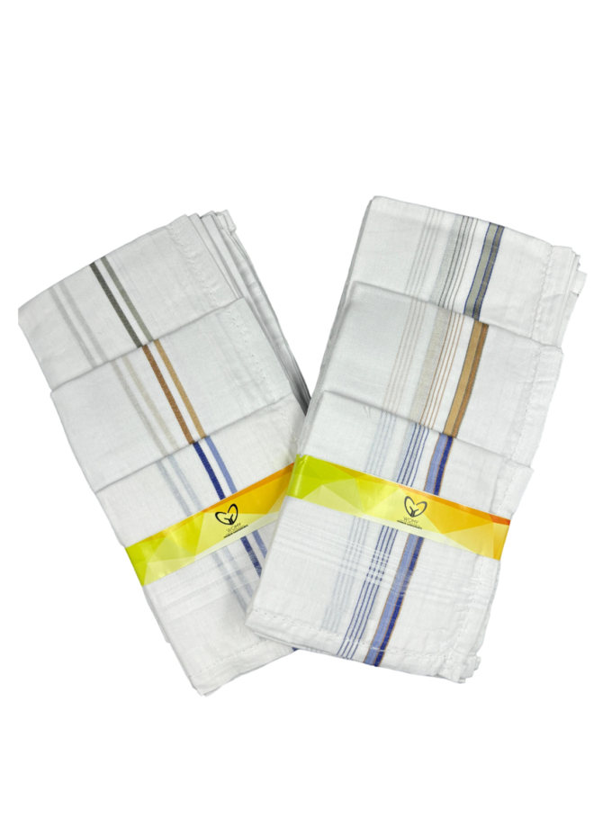 Womy Premium Pure White Cotton 1400 WB  | Luxurious Satin Border Handkerchief - Pack of 12