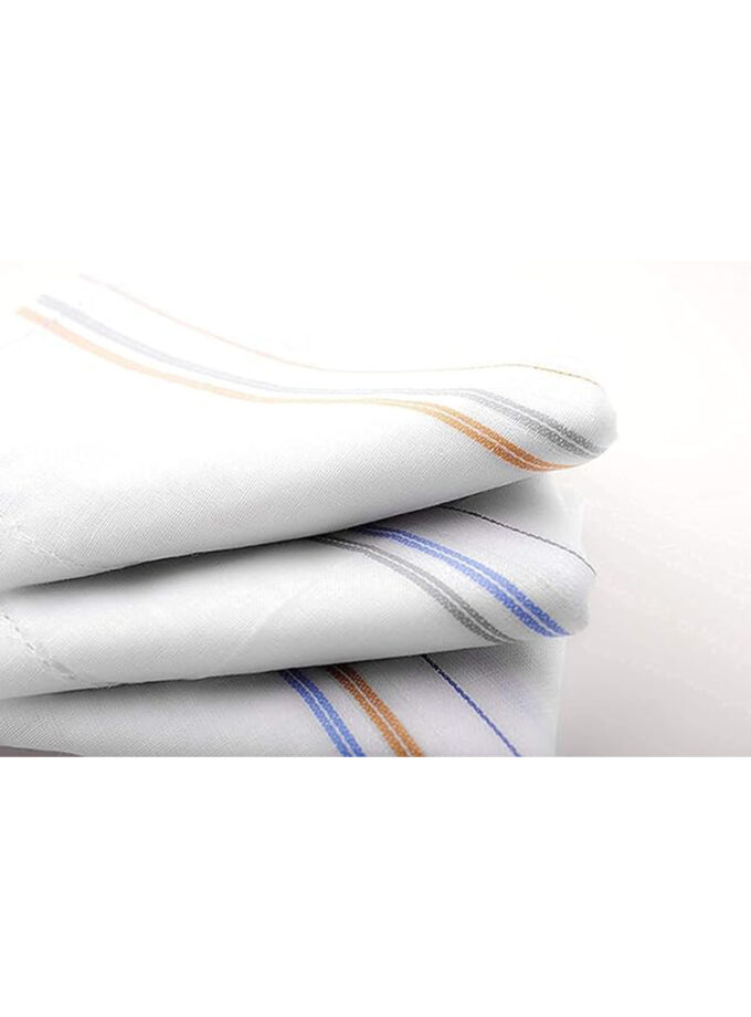 Womy Premium Pure White Cotton 1500 WB  | Luxurious Satin Border Handkerchief - Pack of 12