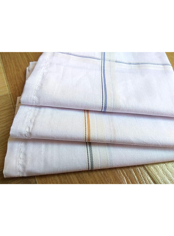 Womy Premium Pure White Cotton 1500 WB  | Luxurious Satin Border Handkerchief - Pack of 12