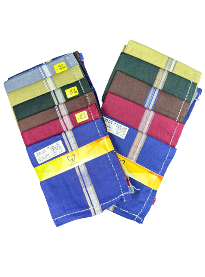 Womy Premium Pure Cotton 1575 DC  | Luxurious Satin Border Handkerchief | Dark Color- Pack of 12