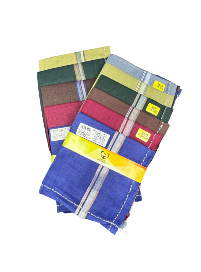 Womy Premium Pure Cotton 1575 DC  | Luxurious Satin Border Handkerchief | Dark Color- Pack of 12