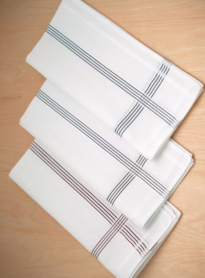 Womy Premium Pure White Cotton 2000 WB  | Luxurious Satin Border Handkerchief - Pack of 12