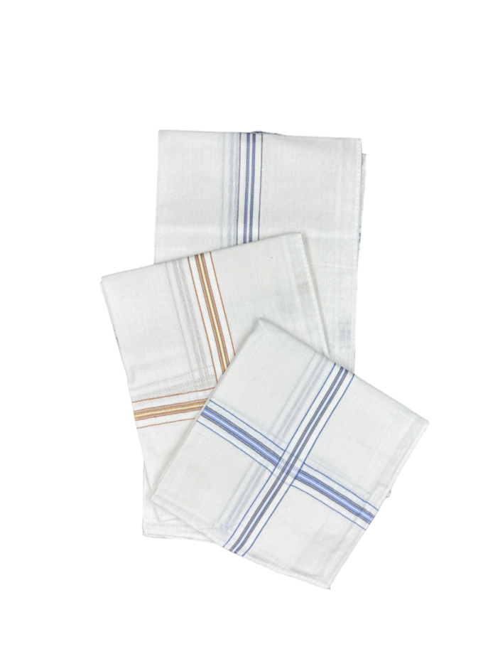 Womy Premium Pure White Cotton 2600 WB  | Luxurious Satin Border Handkerchief - Pack of 12