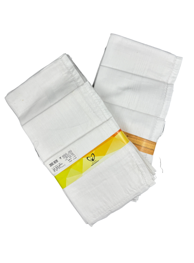 Womy Premium Pure White Cotton 2600 WW | Luxurious Satin Border Handkerchief - Pack of 12
