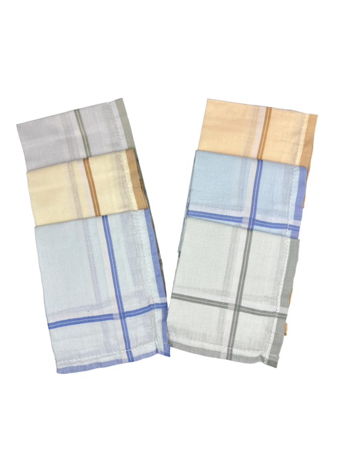 Womy Premium Pure Cotton 2750 LM  | Luxurious Satin Border Handkerchief | Light Color- Pack of 12