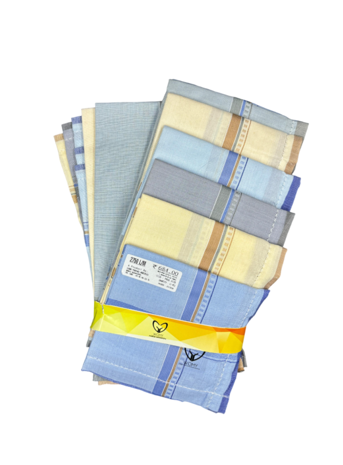 Womy Premium Pure Cotton 2750 LM  | Luxurious Satin Border Handkerchief | Light Color- Pack of 12