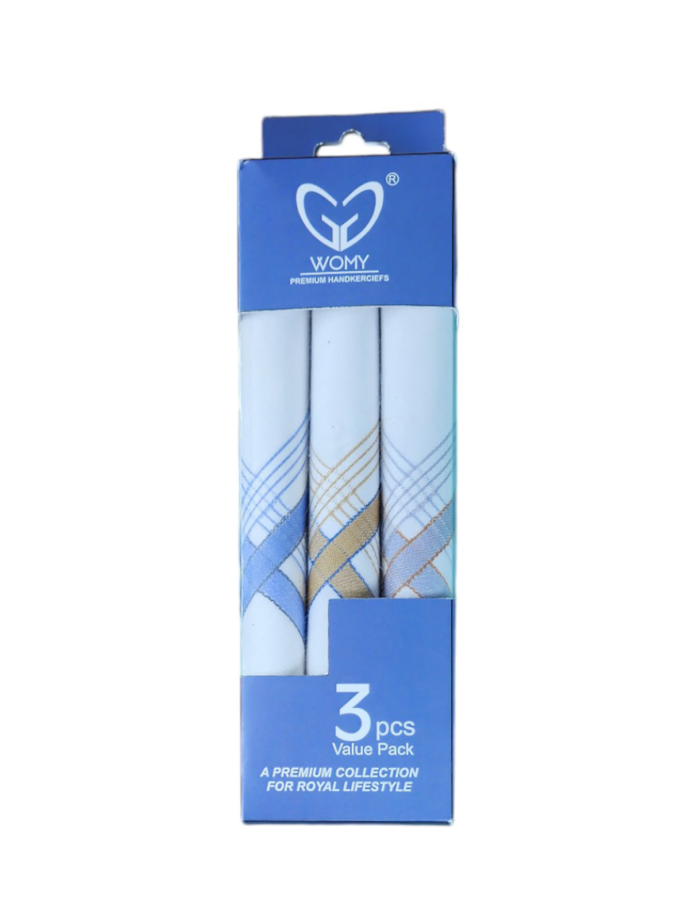 Womy Pure Premium Cotton Handkerchief 3500 + 4500 WB | Luxurious Gift Set For Men | White Color With Satin Border | 12 Pcs ( 2 Sets Of 3pcs + 1 Set of 6 Pcs )