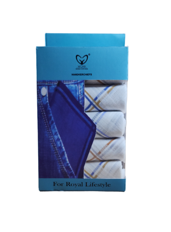 Womy Pure Premium Cotton Handkerchief 4400 WB | Luxurious Gift Set For Men | White Color With Satin Border - Pack Of 6 ( 2 Sets of 6pcs Each )