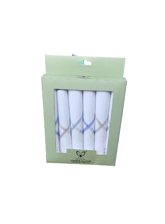 Womy Pure Premium Cotton Handkerchief 3500 + 4500 WB | Luxurious Gift Set For Men | White Color With Satin Border | 12 Pcs ( 2 Sets Of 3pcs + 1 Set of 6 Pcs )