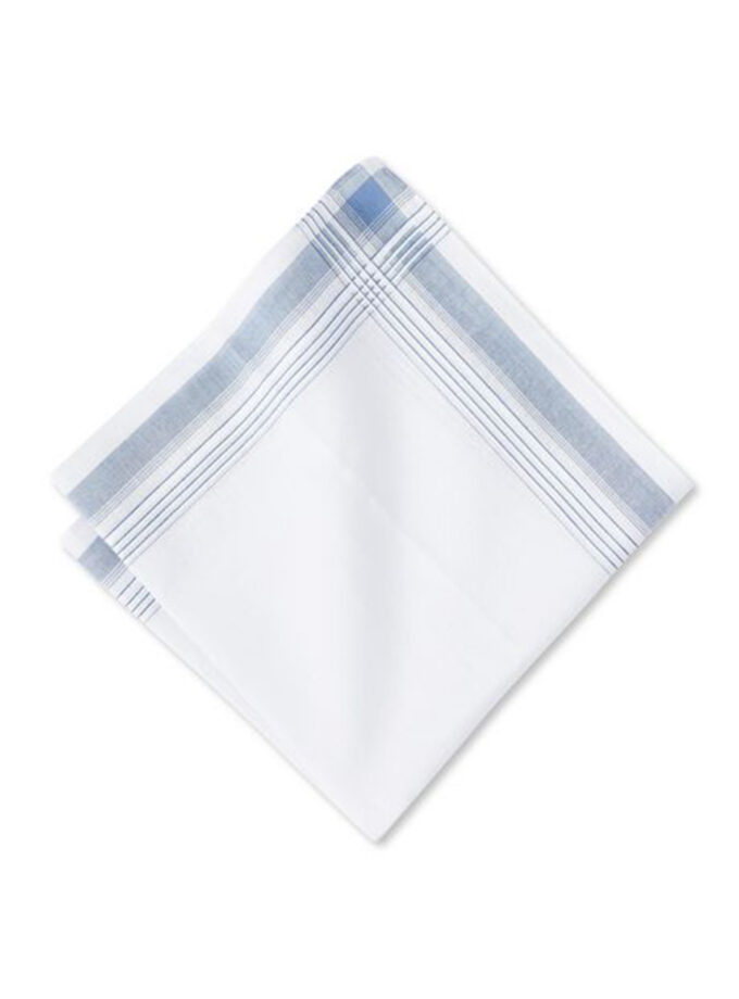 Womy Premium Pure White Cotton 6700 WB  | Luxurious Satin Border Handkerchief - Pack of 12