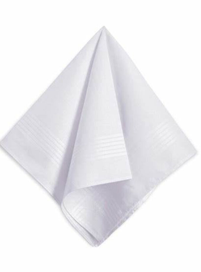 Womy Premium Pure White Cotton 6700 WW  | Luxurious Satin Border Handkerchief - Pack of 12