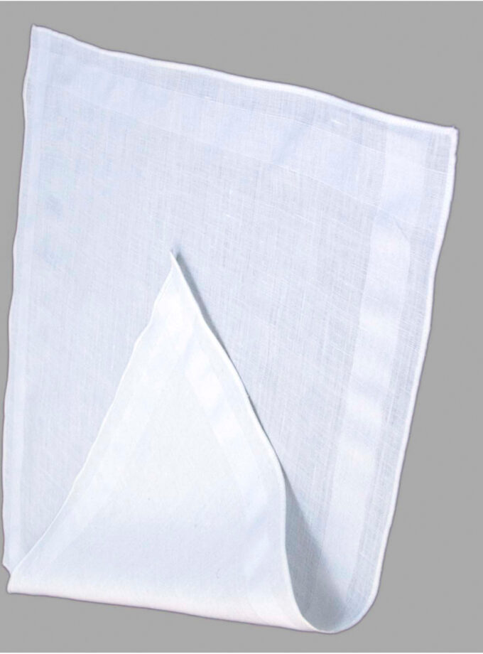 Womy Premium Pure White Cotton 6700 WW  | Luxurious Satin Border Handkerchief - Pack of 12