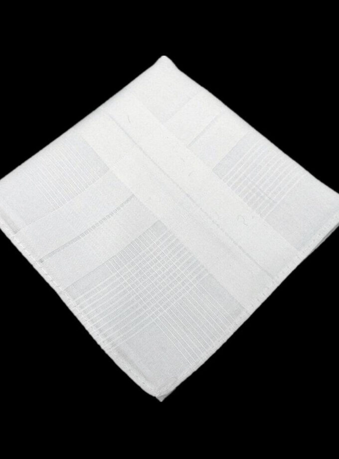 Womy Premium Pure White Cotton 6700 WW  | Luxurious Satin Border Handkerchief - Pack of 12