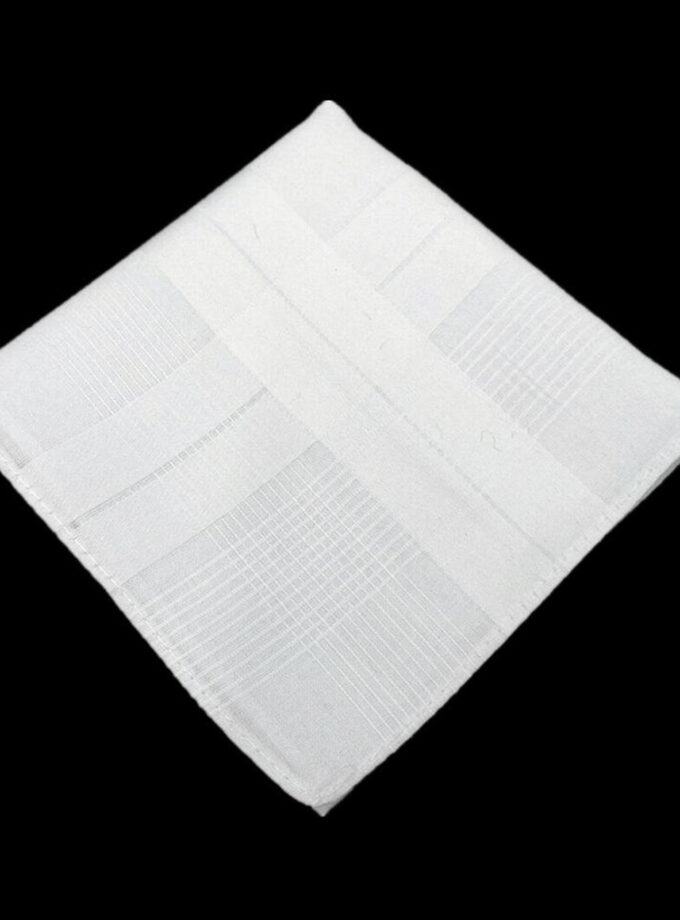 Womy Premium Pure White Cotton 6700 WW  | Luxurious Satin Border Handkerchief - Pack of 12