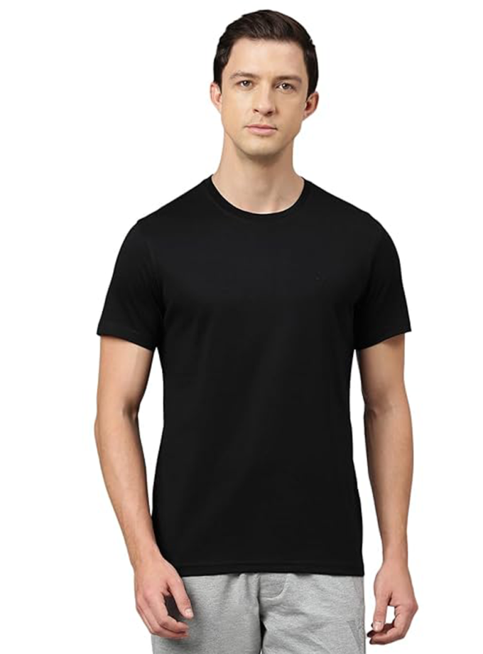 Womy Soft Plain Black T-Shirt for Men