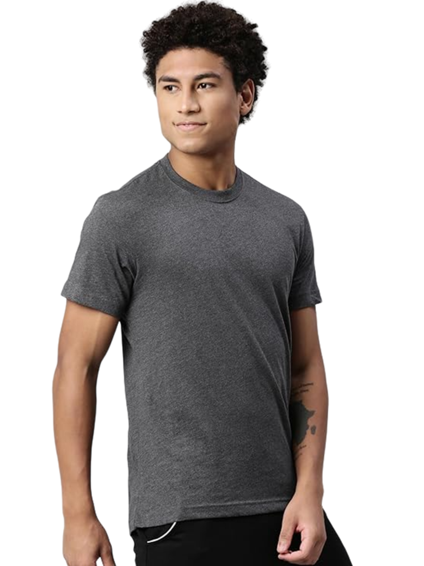 Womy Premium Soft Plain Dark Grey T-Shirt for Men