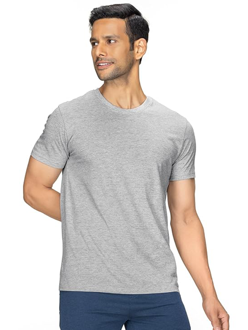 Womy Plain Light Grey T-Shirt For Men 19