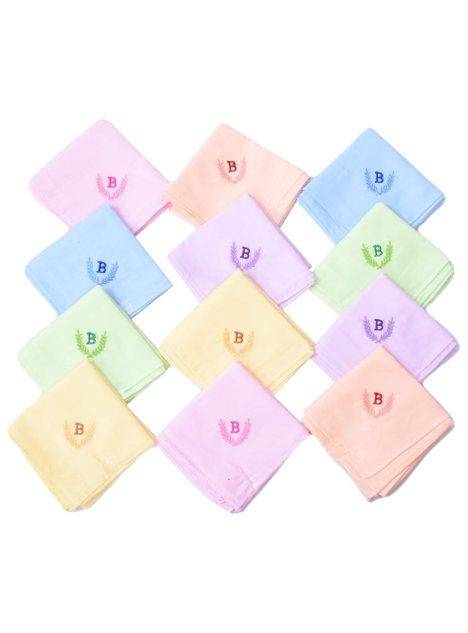 Womy Pure Cotton Embroidery Handkerchief | Luxurious Gift Set For Women | Flower Computer Embroidery - Pack Of 24, 36, 48 Pcs