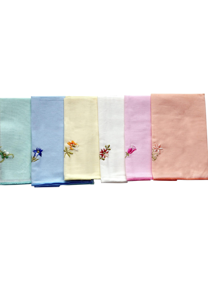 Womy Pure Cotton Embroidery Handkerchief | Luxurious Gift Set For Women | Flower Computer Embroidery - Pack Of 24, 36, 48 Pcs