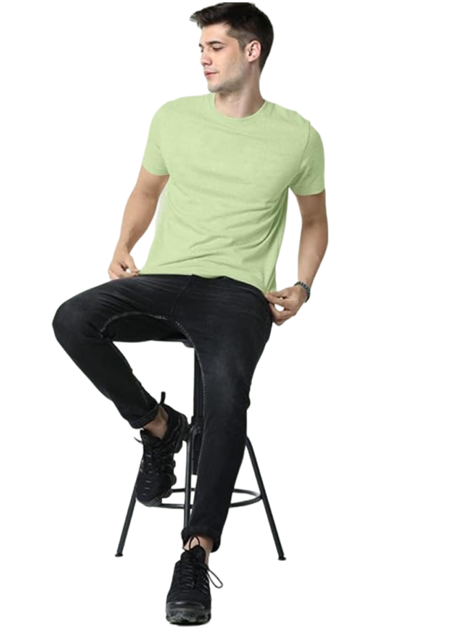 Womy Soft Plain Light Green T-Shirt for Men