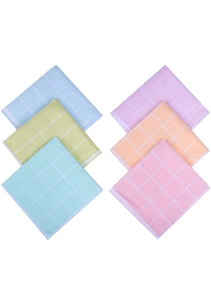 Womy Pure Cotton Handkerchief Tara Design 03 | Luxurious Gift Set For Women | 6 Different Colours With Satin Patterns - 2 Gift Sets of 6pcs