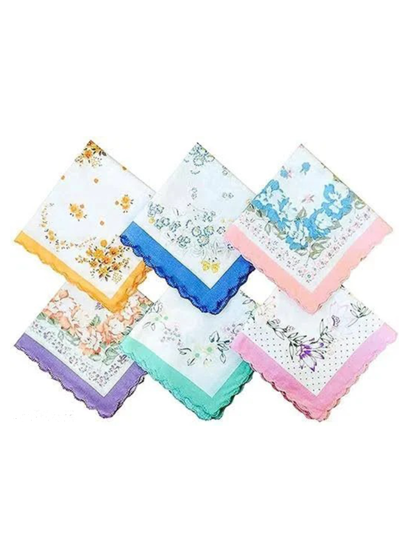 Womy Pure Cotton Tulsi Arco Handkerchief | Luxurious Gift Set For Women | Flower Printed - Pack Of 24, 36, 48 Pcs - Image 5