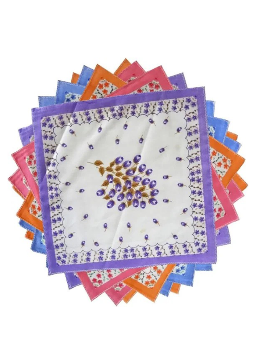 Womy Pure Cotton Tulsi Ps Handkerchief | Luxurious Gift Set For Women | Flower Printed - Pack Of 24, 36, 48 Pcs - Image 3