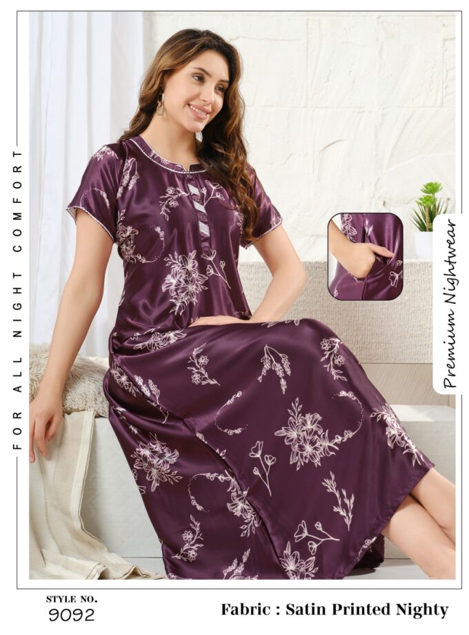 Womy Satin Nighty 1015 | Premium Lounge Wear | Soft & Luxury Sleepwear