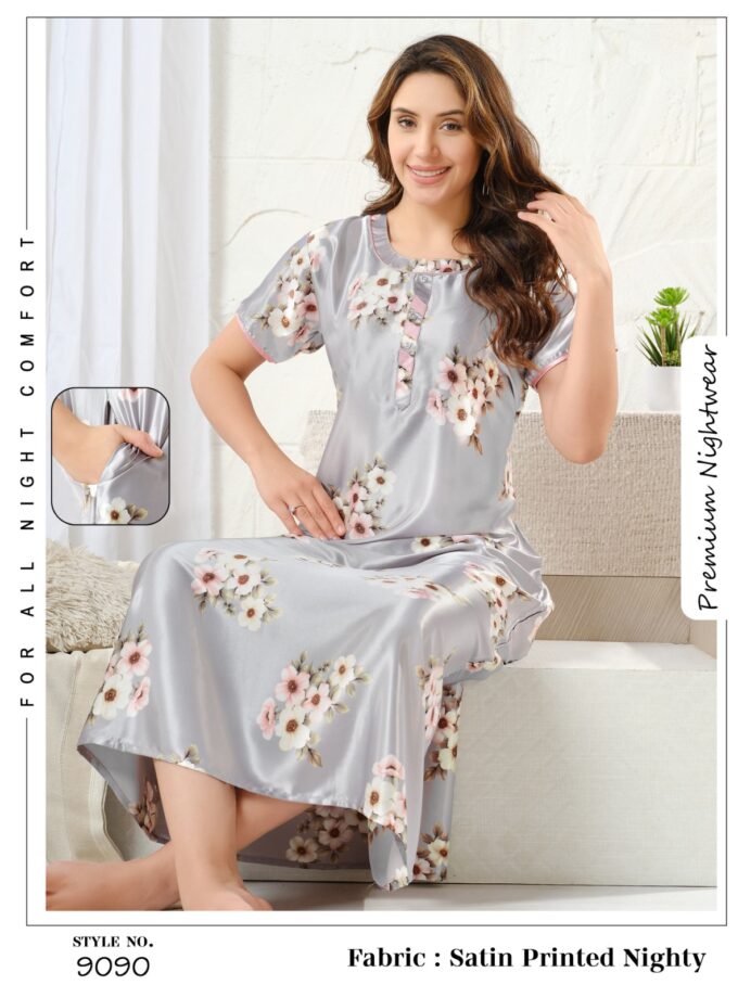 Womy Satin Nighty 1014 | Premium Lounge Wear | Soft & Luxury Sleepwear