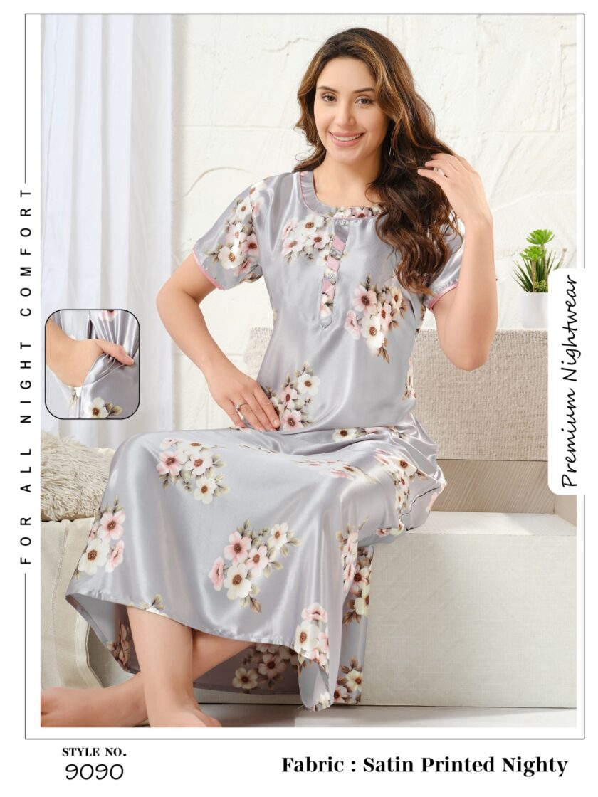 Womy Satin Nighty 1014 | Premium Lounge Wear | Soft & Luxury Sleepwear