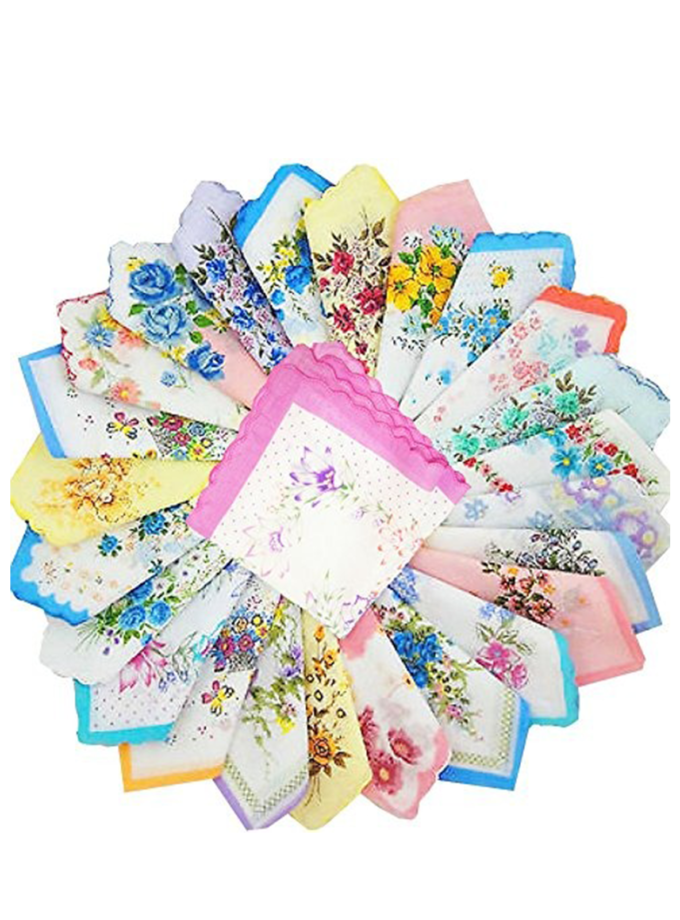 Womy Pure Cotton Yes Madam Arco Handkerchief | Luxurious Gift Set For Women | Flower Printed - Pack Of 24, 36, 48 Pcs