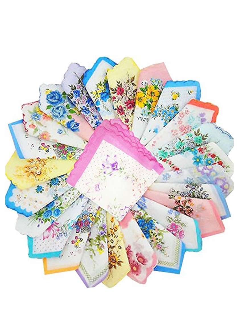 Womy Pure Cotton Yes Madam Arco Handkerchief | Luxurious Gift Set For Women | Flower Printed - Pack Of 24, 36, 48 Pcs - Image 4