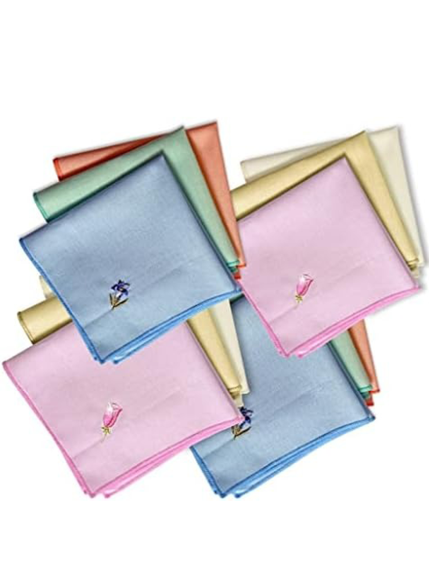 Womy Pure Cotton Embroidery Handkerchief | Luxurious Gift Set For Women | Flower Computer Embroidery - Pack Of 24, 36, 48 Pcs - Image 8