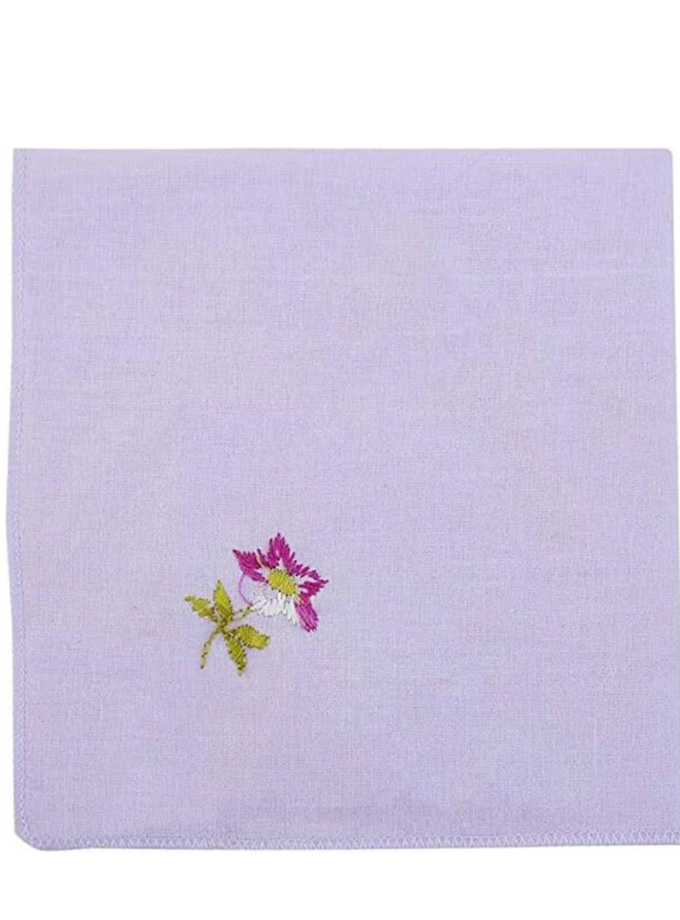 Womy Pure Cotton Embroidery Handkerchief | Luxurious Gift Set For Women | 6 Diffrernt Colours With Computer Embroidey - 2 Packs 06 Pcs