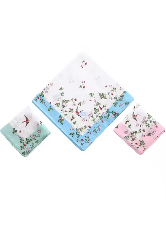 Womy Pure Cotton Tulsi Ps Handkerchief | Luxurious Gift Set For Women | Flower Printed - Pack Of 24, 36, 48 Pcs