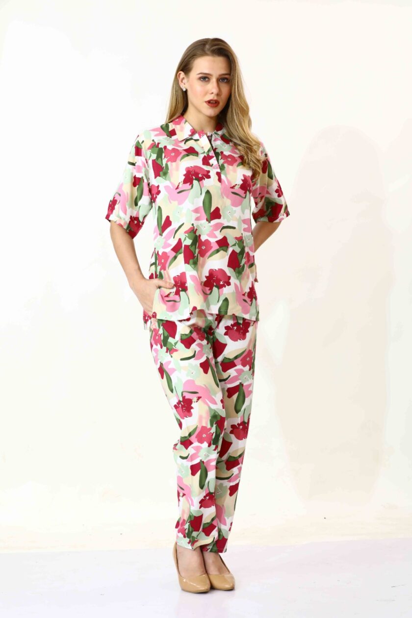 Womy Rayon Co-Ord Set 3/4th Sleeves 5061 | Premium Lounge Wear | Soft & Luxury Sleepwear - Image 3