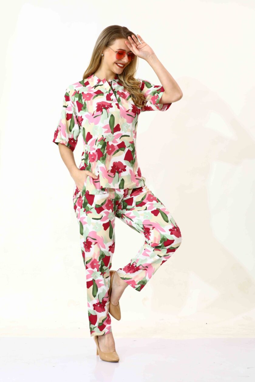 Womy Rayon Co-Ord Set 3/4th Sleeves 5061 | Premium Lounge Wear | Soft & Luxury Sleepwear - Image 5