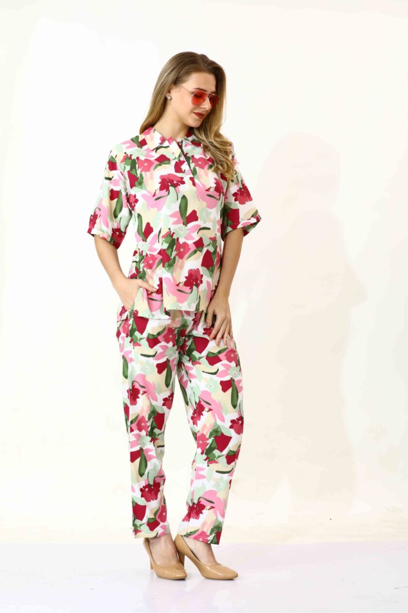 Womy Rayon Co-Ord Set 3/4th Sleeves 5061 | Premium Lounge Wear | Soft & Luxury Sleepwear - Image 4