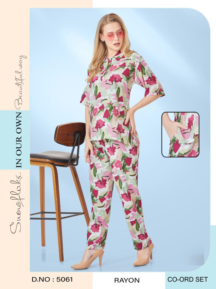 Womy Rayon Co-Ord Set 3/4th Sleeves 5061