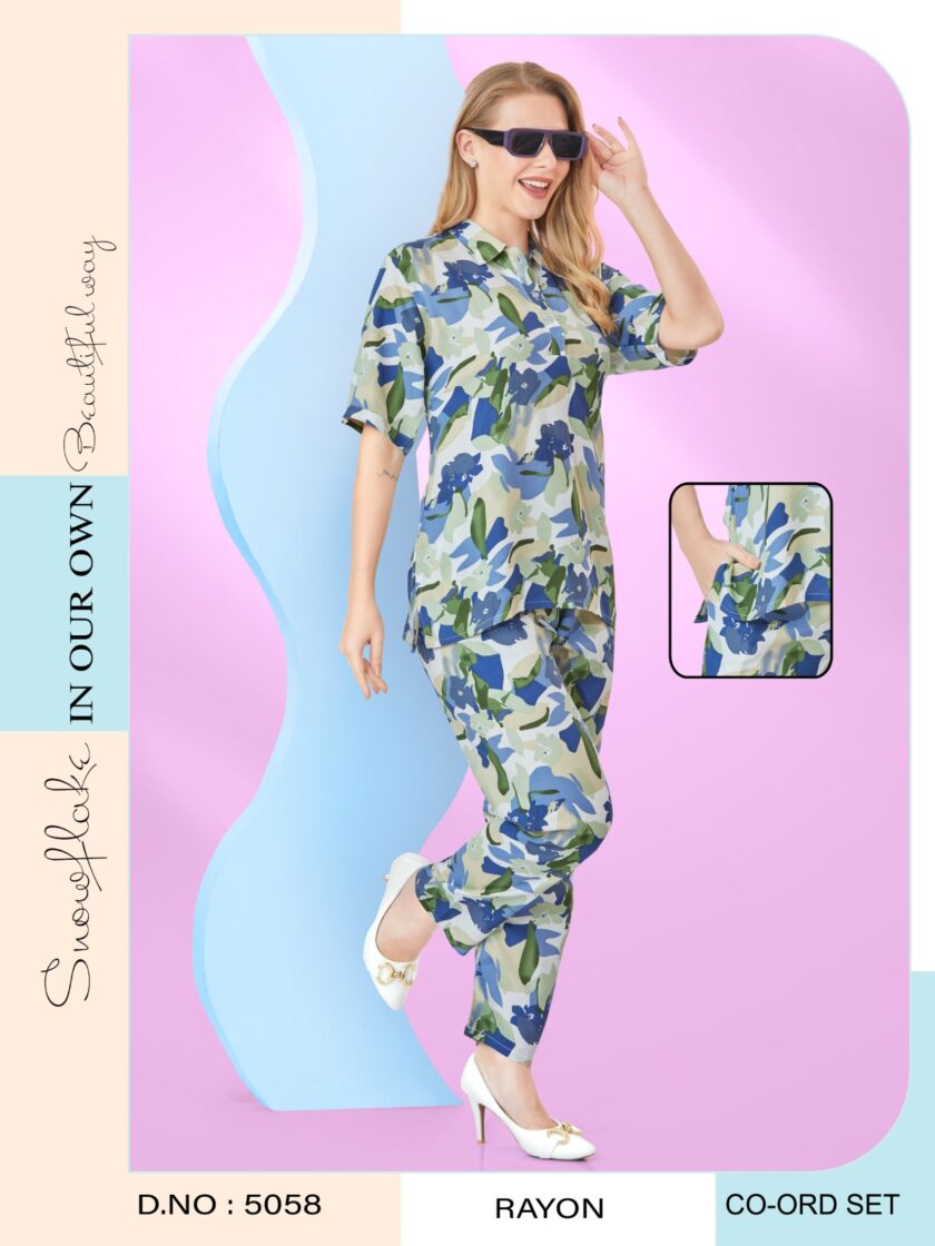 Womy Rayon Co-Ord Set 3/4th Sleeves 5058