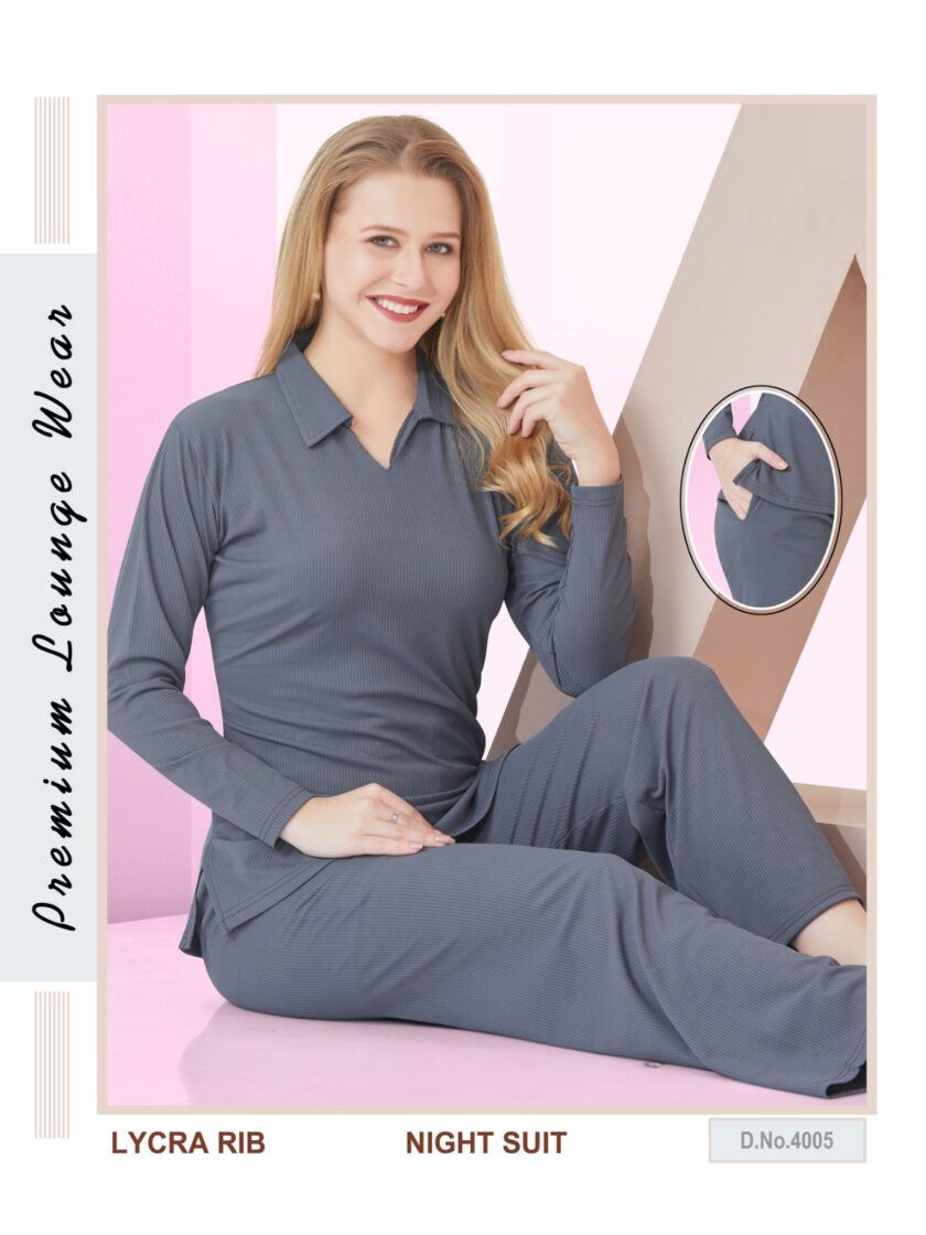 Womy Lycra Rib Night Suit 4005