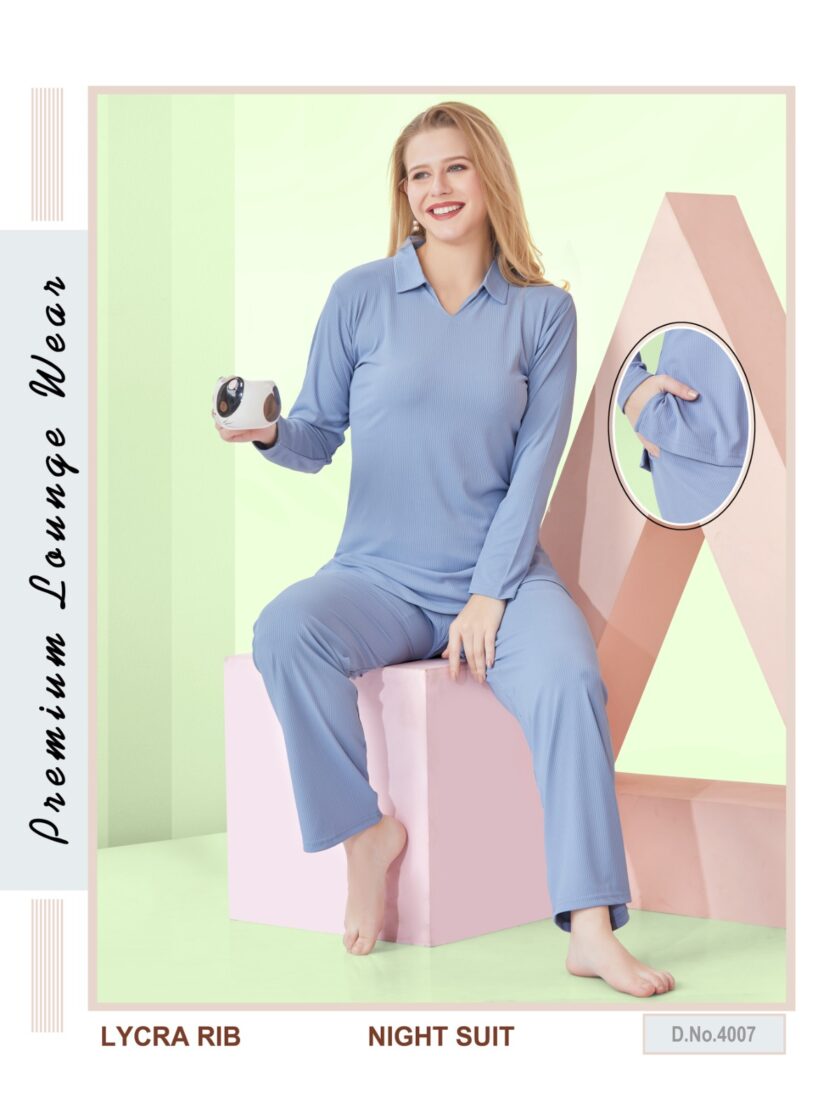 Womy Lycra Rib Nightsuit 4007