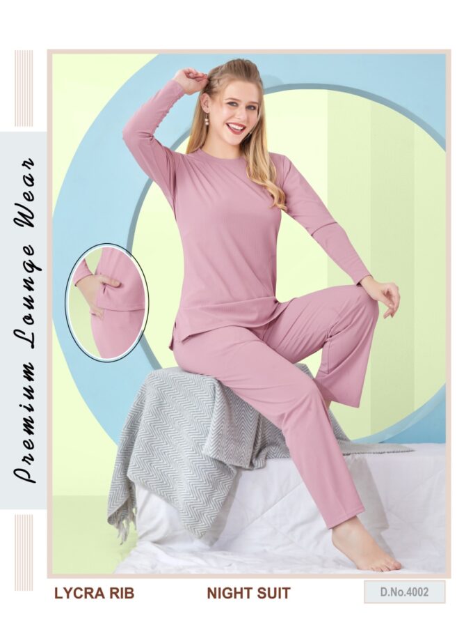 Womy Lycra Rib Nightsuit 4002