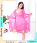 Elegant 2PC Short Nighty Set with Satin Robe - Pink
