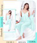 Womy Bridal Lounge Set – Slip with Pyjama & Robe (3PC Set)  - Mint Blue