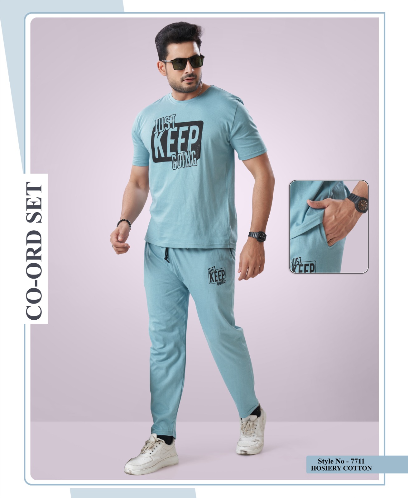 Womy Classic Men’s Full Night Suit – All-Night Comfort, All-Day Style - Mint Blue