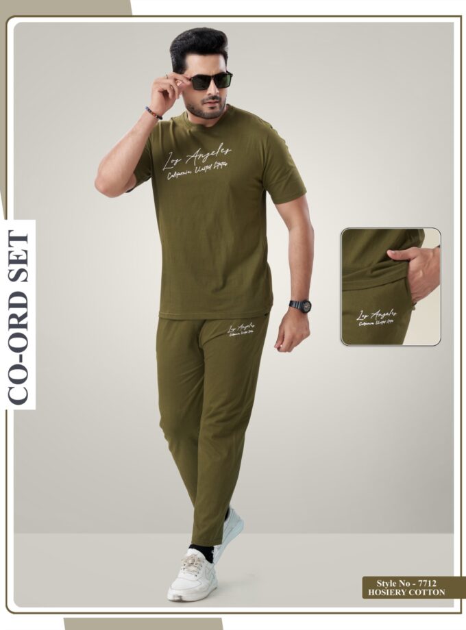 Womy Men’s Full Sleeve Night Suit Set – Soft, Stylish & Breathable - Dark Green