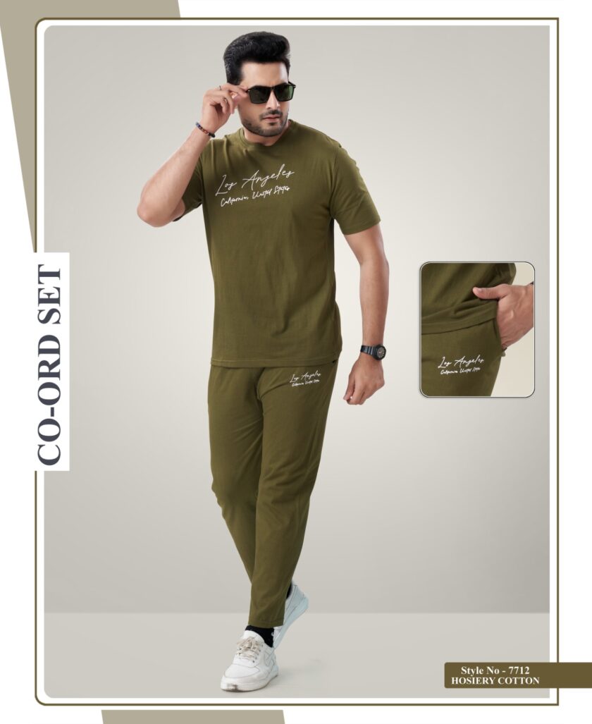 Womy Men’s Full Sleeve Night Suit Set – Soft, Stylish & Breathable - Dark Green