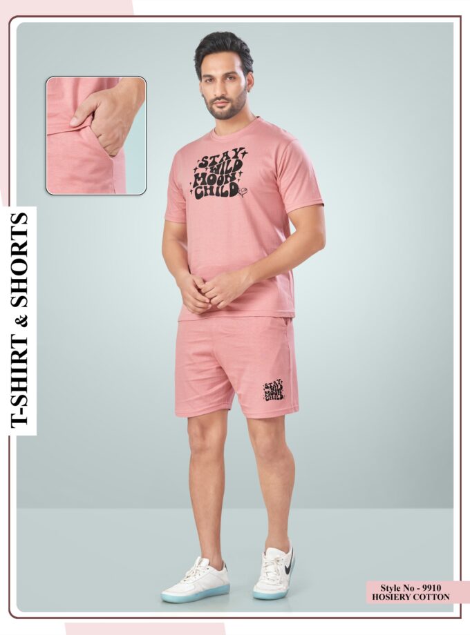 Womy Men’s Night Suit Shorts – Cool Comfort for Every Night - Light Pink